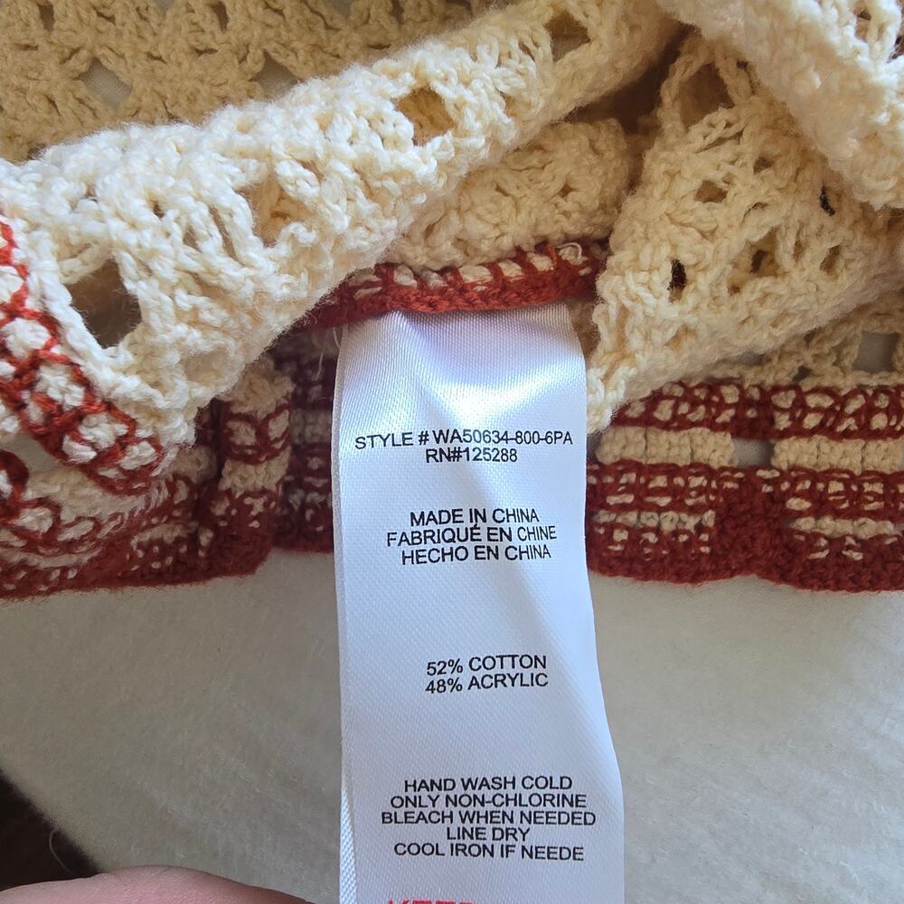 Jason Wu Crochet Knit Camisole Top Size 10 Cream Brown Boho Cottage Festival - Picture 5 of 7